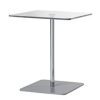 Glass top square cafe table with chrome post and silver base