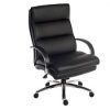 Black leather executive office chair with chrome frame