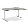 ergonomic height adjustable desk with black top and silver frame