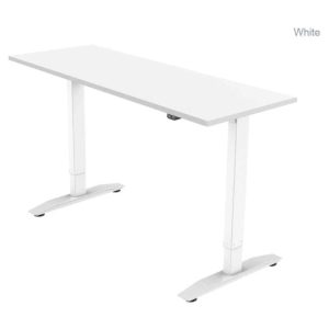 white height adjustable desk