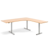 corner office height adjustable desk beech with silver frame