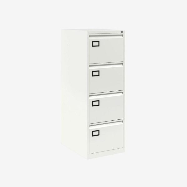 4 drawer office filing cabinet in chalk white finish