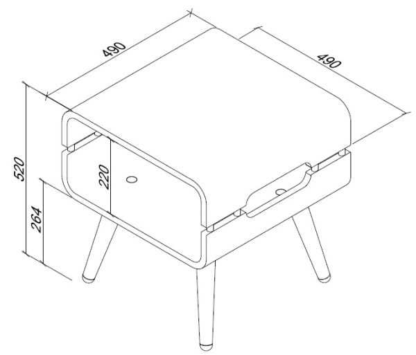 line drawing of a lamp table