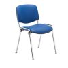 meeting chair in blue PU wipeable fabric and chrome frame