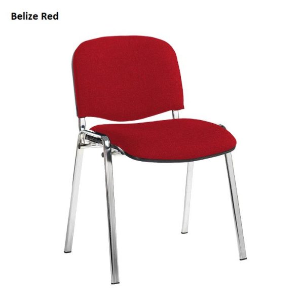 red fabric meeting chair with chrome frame