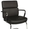 black leather visitor chair with chrome arms