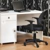 white home office desk with black office chair