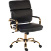 black leather office chair with brass frame