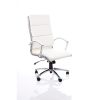 contemporary white leather office chair with padded arms and chrome 5 star base