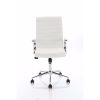 white leather office chair front view with chrome base