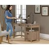 home office desk oak with lady standing
