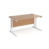 office desk with oak desk top and white cantilever frame