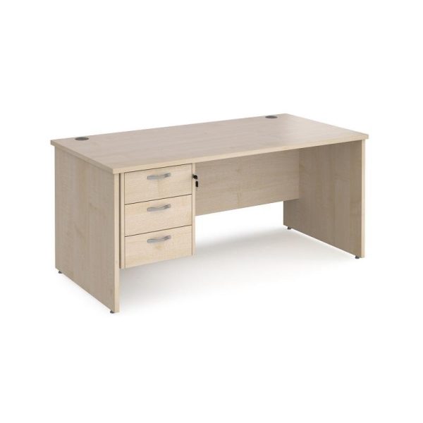 maple office desk with integrated 3 drawer desk pedestal