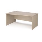 light wood wave office desk with panel end