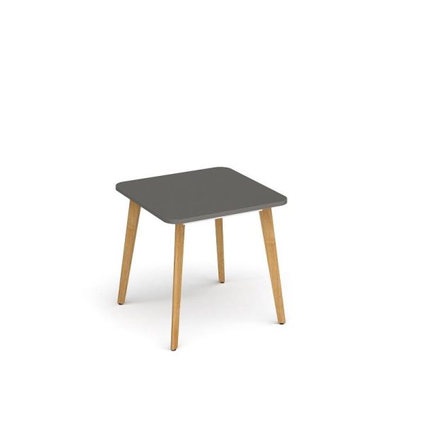 grey side table with wood spindle legs