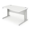 wave office desk with white desk top and silver cable management leg frame