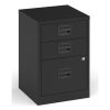 3 drawer black office filing cabinet