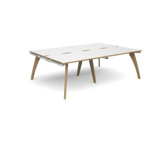 meeting table bench desk with white top and oak legs
