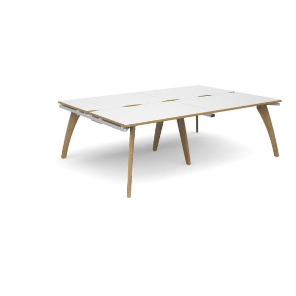 Contemporary bench desk with white top and oak legs