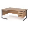 ergonomic desk beech with 3 drawer pedestal