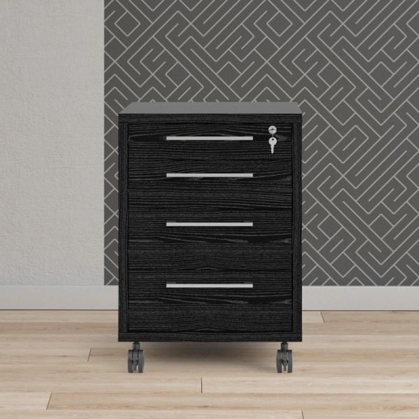 4 drawer desk pedestal black