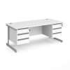 white office desk with 2 3 drawer pedestals