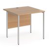 800 x 800 office desk with beech desk top and silver legs