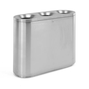 stainless steel office recycling bin with 3 apertures