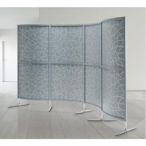 silver curved floor standing screen