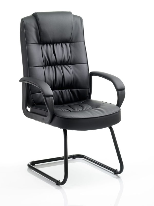 black leather visitor chair