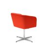 red leather tub chair with silver cross base