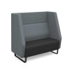 Social space sofa with high back in grey and black fabric