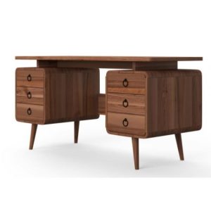 contemporary 6 drawer desk in dark wood