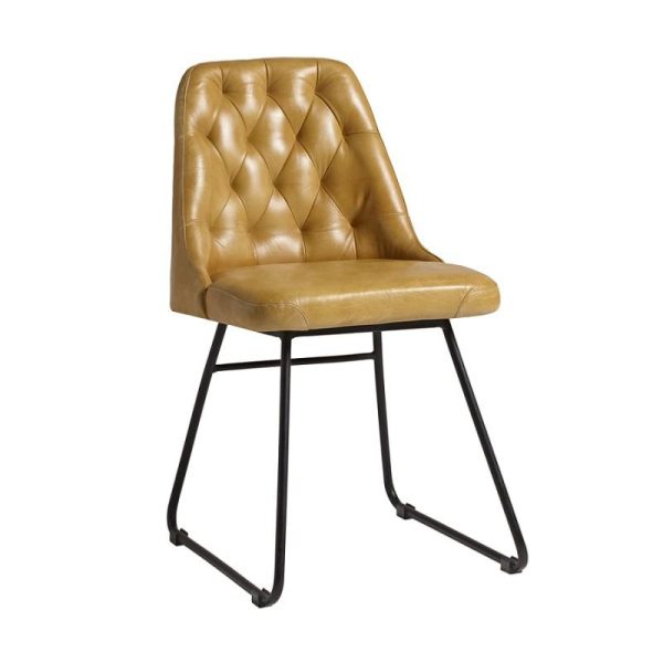 side chair vintage style gold leather