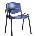 plastic meeting chair blue with black writing tablet