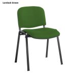 meeting room stackable chair with green fabric and black frame