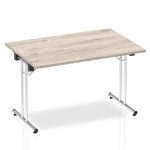 folding meeting table grey oak with silver leg frame