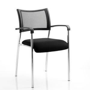 black mesh back meeting chair with black fabric seat