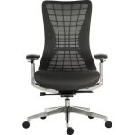 executive mesh back chair in black with fabric seat