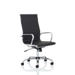 high back design classic office chair in black leather and chrome frame