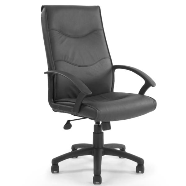 high back leather faced executive office chair black