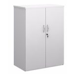 office cupboard white 2 shelves wood finish