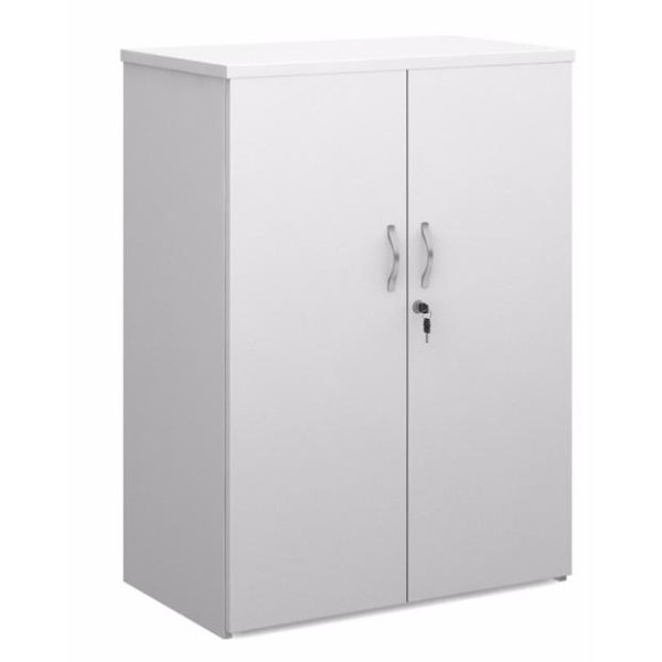 office cupboard white 2 shelves wood finish