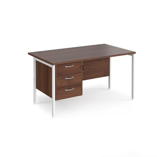 Office Straight Desk H Leg With 3 Drawer Pedestal Work 25 - Image 2