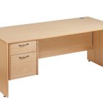 office desk panel end in beech finish with 2 drawer pedestal