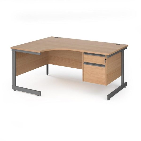 stylish ergonomic desk in oak with graphite cantilever leg frame