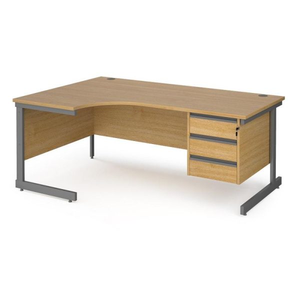 Ergonomic Desk Maine Cantilever Frame With Three Drawer Pedestal - Image 6
