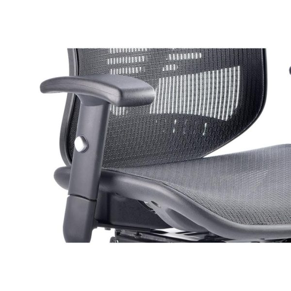 black mesh office chair close up