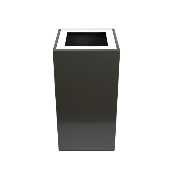 pearl grey office recycling bin with white top