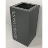 Pearl grey office recycling bin with white lettering General Waste